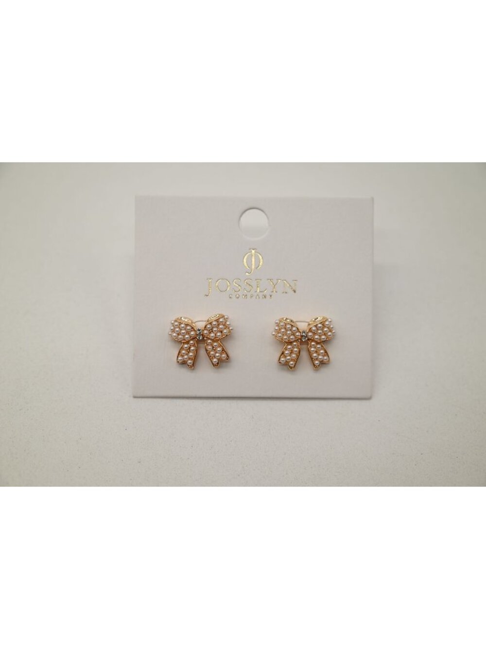 NWT Josslyn Mini Pearl Bow Ribbon Gold Tone Earrings Studs Feminine Romantic